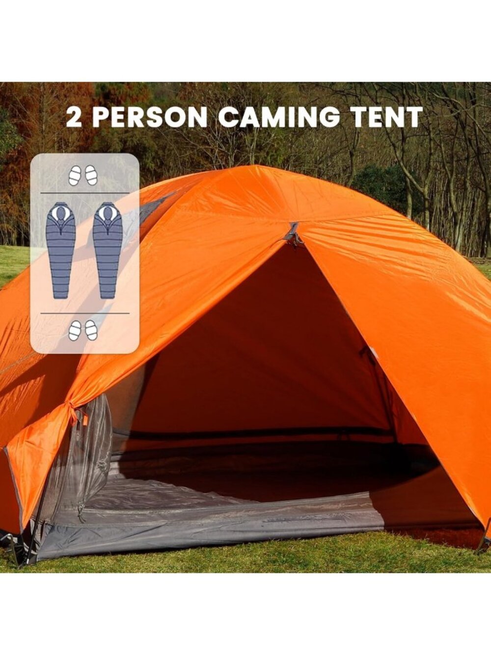 Lightweight 2-Person Waterproof Camping Tent | Portable Dome for Hiking - Picture 4 of 7